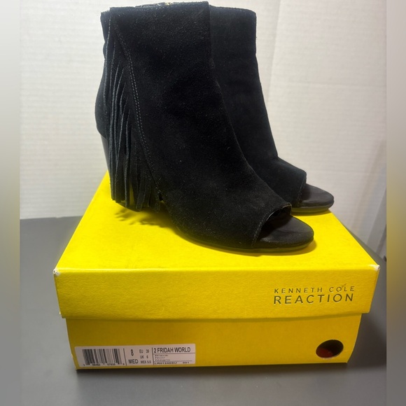 KENNETH COLE REACTIONFringe Suede Open Toe Booties - Picture 2 of 9